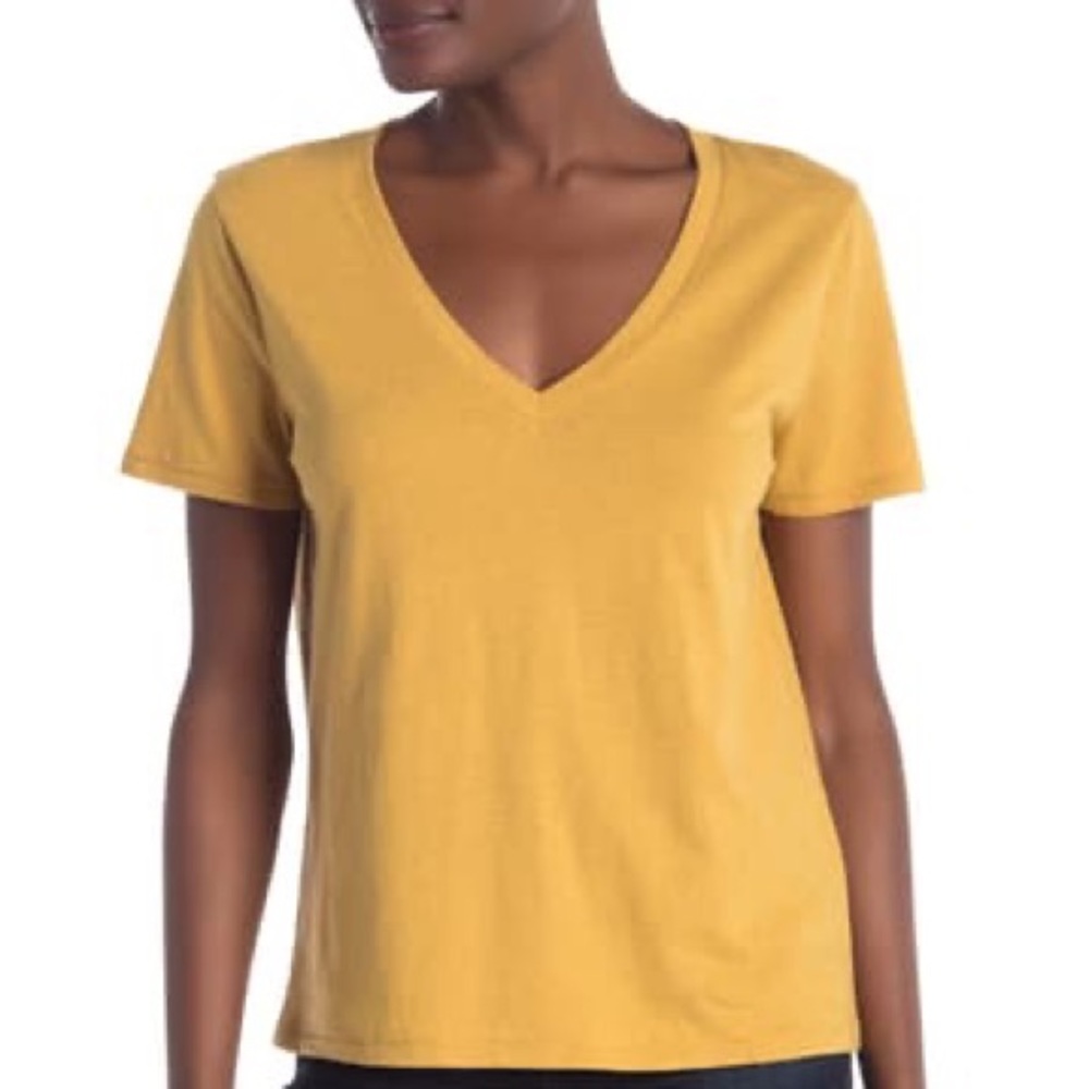 BP. V-Neck Short Sleeve T-Shirt Tan Mustard